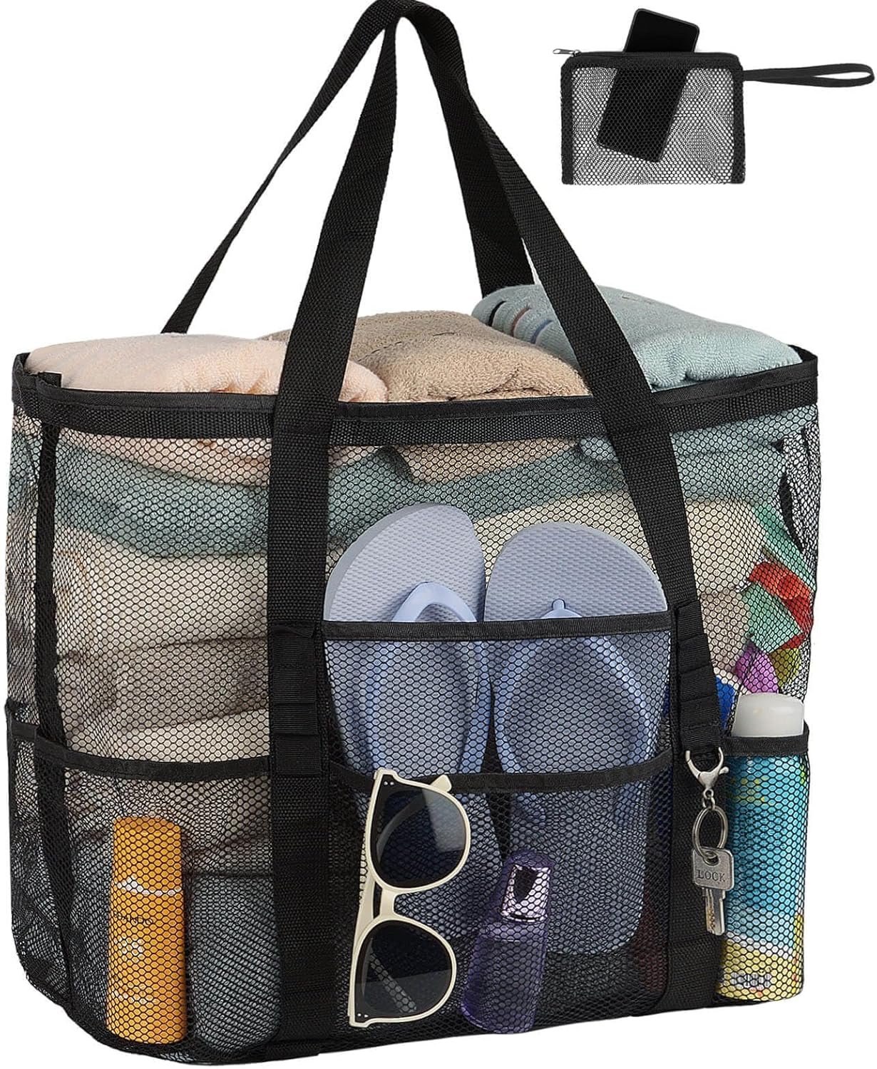 Mesh Beach Bag Vacation Essentials – Large Tote Pool Bag for Women Vacation Essentials Beach Accessories