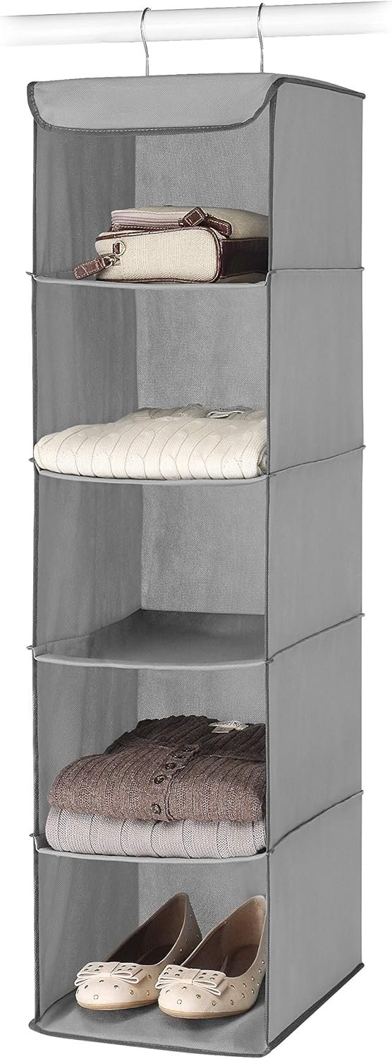 Whitmor 5 Section Closet Organizer – Hanging Shelves with Sturdy Metal Frame