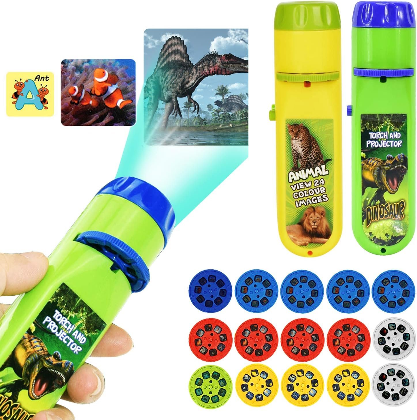Slide Projector Torch Projection Light Small Torches lamp Flashlight Educational Learning Bedtime Night Light for Child,Kids,Infant,Toddler,Children (5 Themess,120 Image)