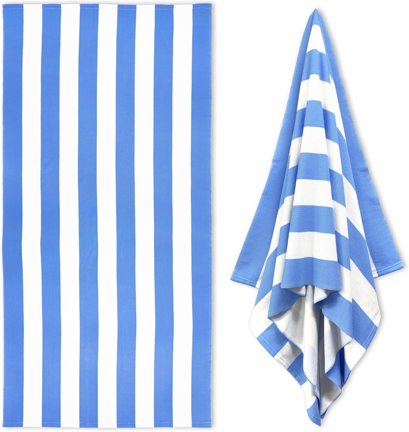 HENBAY Large Oversized Beach Towel – 35 x 70 Inch Microfiber Pool Towel, Blue Striped Quick Dry Cabana Swim Towel