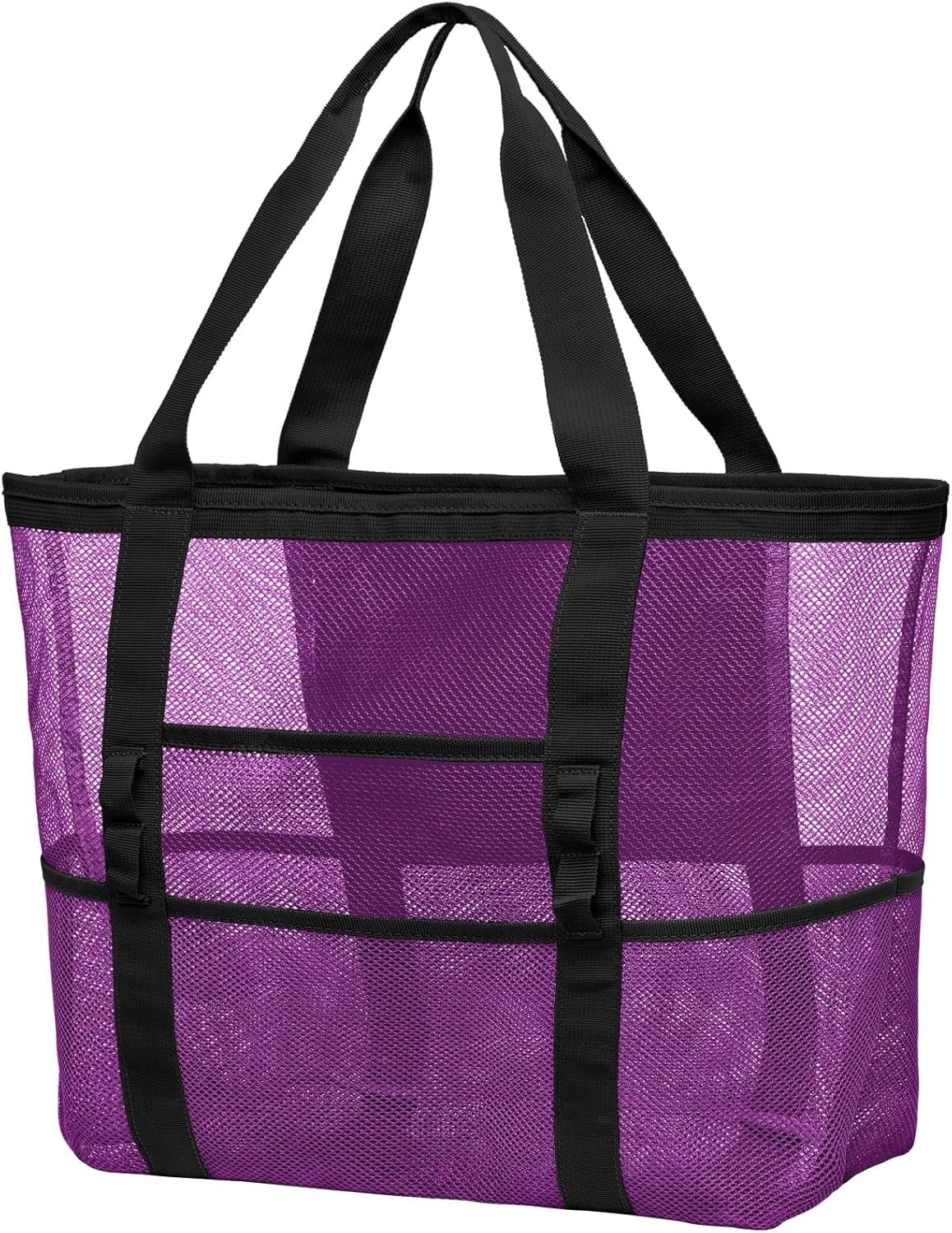 F-color Mesh Beach Bag Family – Large Tote Bag 9 Pockets for Swim Pool Toys Cruise Beach Vacation Essentials