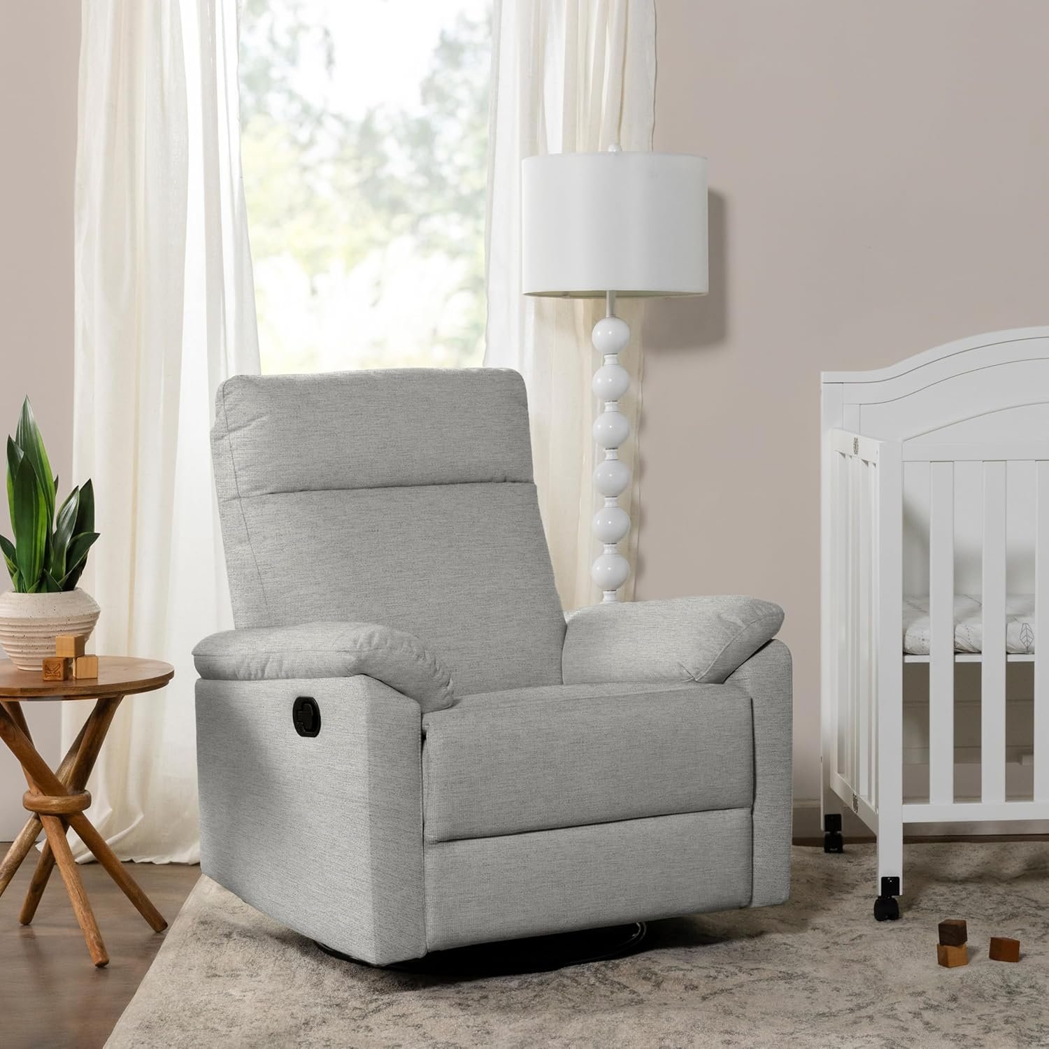 Suzy Glider Recliner Nursery Chair – Glider Rocking Chair for Nursery and Living Room – GREENGUARD Gold, FSC & Certi-PUR US Certified – 360° Swivel Rocker Recliner Chair (Frost Grey)