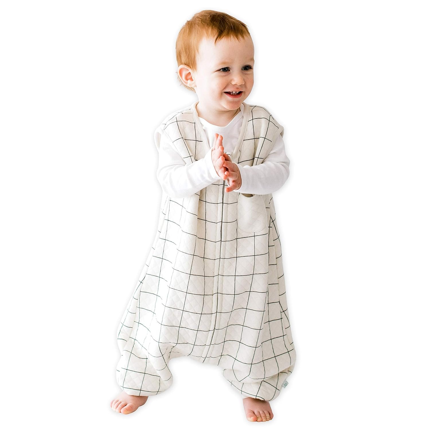 Tealbee Dreamsuit Toddler Sleep Sack with Feet – Walker Sleep Bag with Legs, Rayon made from Bamboo, Summer 0.8 TOG, 2-Way Zipper, 2T-3T – Checkered