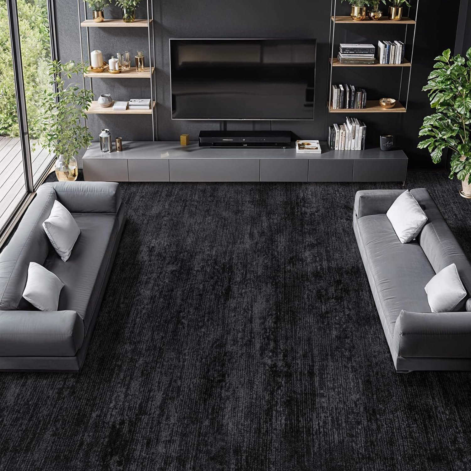 LIANLAM Washable Rug 8×10 Area Rugs for Living Room – Stain Resistant Non-Slip Backing Boho Rug for Bedroom,Durable & Ultra-Thin Vintage Large Area Rug(8×10,Black)