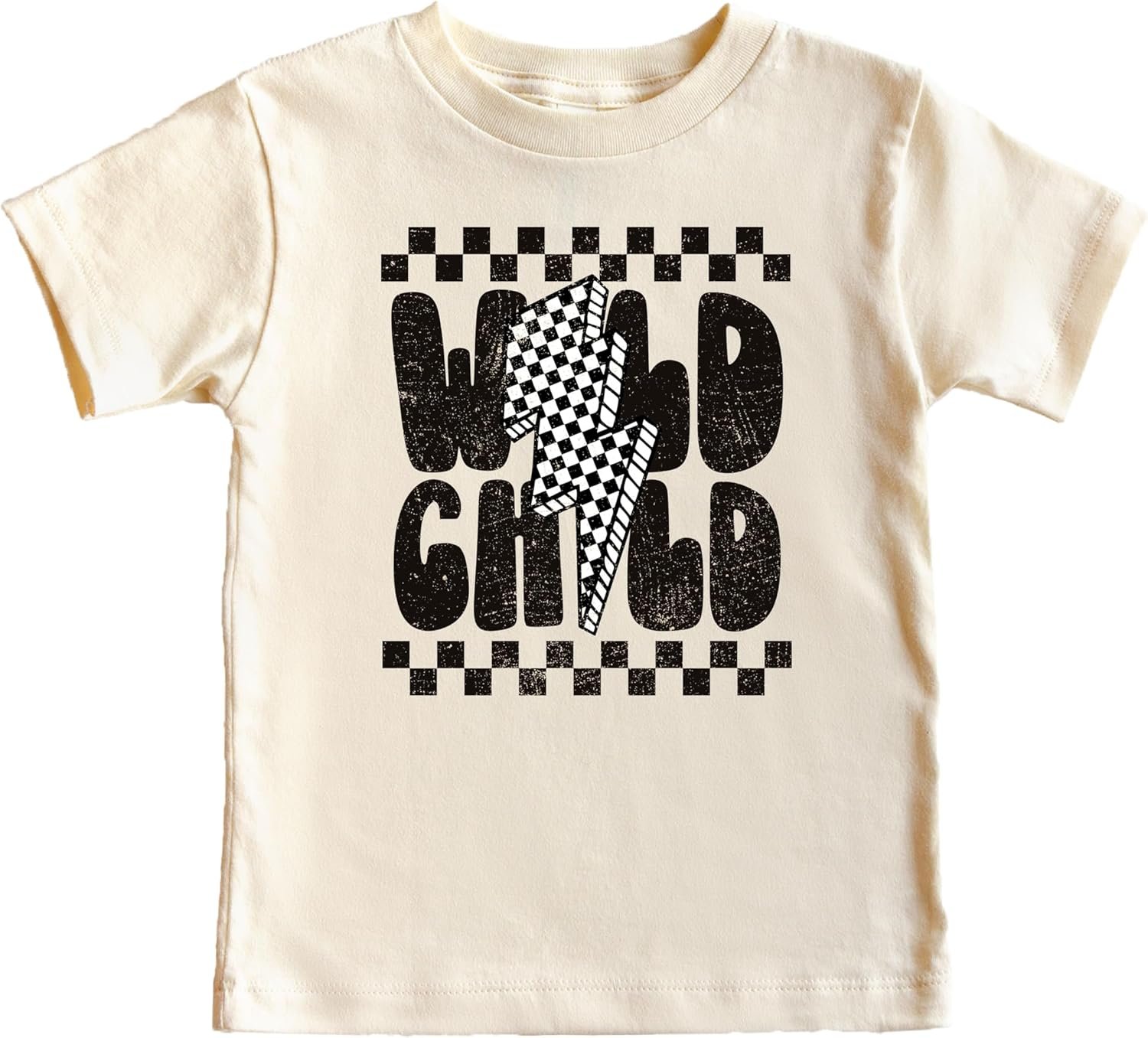 Olive Loves Apple Wild Child Shirt Trendy Checkered Everyday Tee for Youth and Toddler Boys
