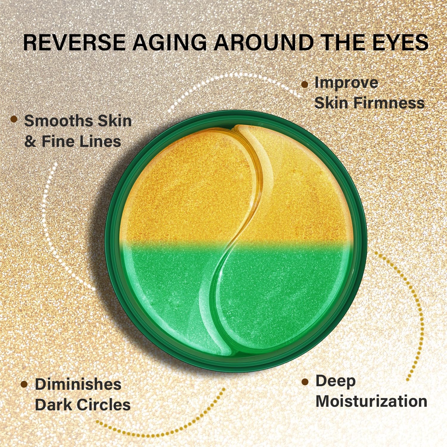 Gold Cucumber Under Eye Patches – 60 Pairs Hydrogel Eye Mask for Dark Circles & Wrinkles, with Collagen, Hyaluronic Acid & Castor Oil – Hydrating & Smoothing Treatment Gift Set for Men & Women