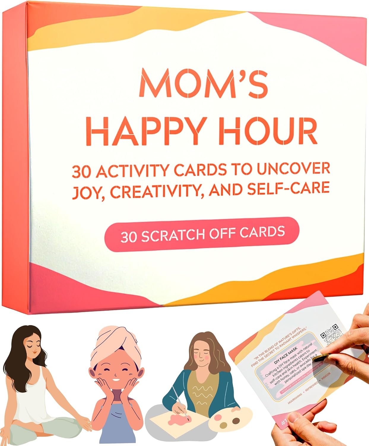 Self Care Gift for Women – 30 Scratch Off Cards with Fun Activities for Moms – Mom Birthday Gifts from Daughter, Kids, Friends – New Mom Self Care Present for Christmas for Coworker, Friend, Sister