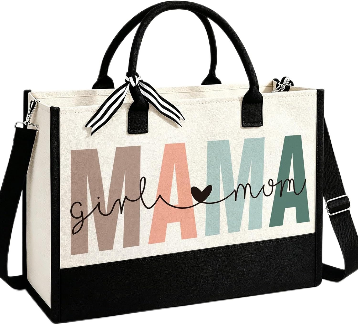 MAMA Bag Girl Mom Tote Bag, Boy Mama Gifts for Women, New Mom First Time Mom Present Baby Shower Gifts
